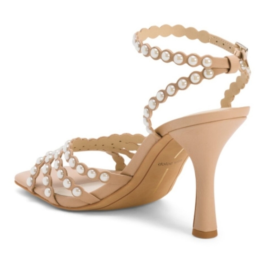 🩷🔹️DOLCE VITA 🔹️Leather Hellen Faux Pearl Dress Heels in Light Blush - Picture 2 of 6